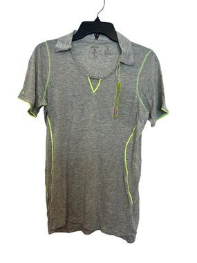 Antigua Womens Desert Dry Extra Lite Polo Shirt M Gray W/ Neon Accents